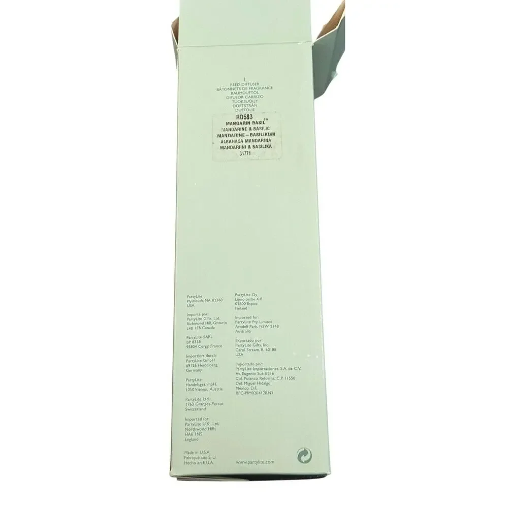 Partylite Mandarin Basil (Retired) Reed Diffuser Candle Scent Home Decor Holiday